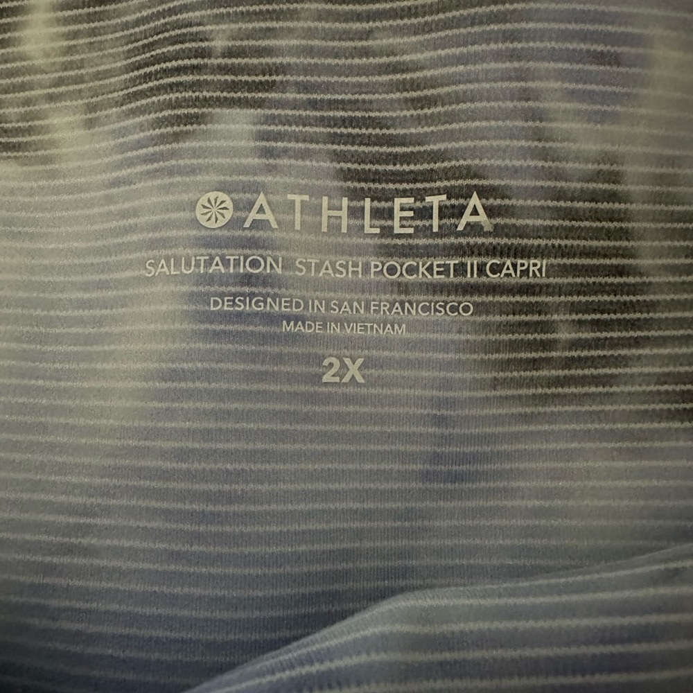 NWT Athleta Salutation Stash Pocket II Space Dye Blueish Gray Capri 2X - Picture 13 of 13
